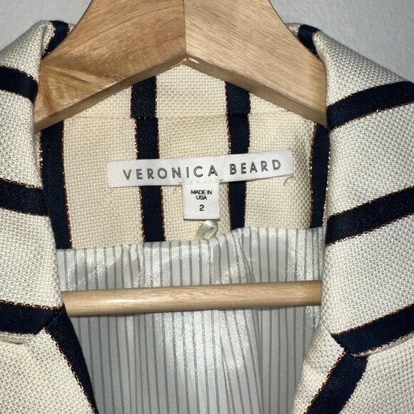 Veronica Beard Pinstripe Empire Dickey Jacket/Blazer White/Navy Size US 2 - Picture 5 of 11